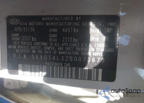 2016 Kia Optima Lx z USA, uszkodzony, nr VIN 5XXGT4L32GG073673